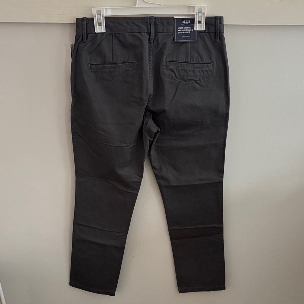 Gap Men’s Gap Khakis Lived-In Slim Khaki Gray Pants Chinos 30x28 NWT - Picture 5 of 5